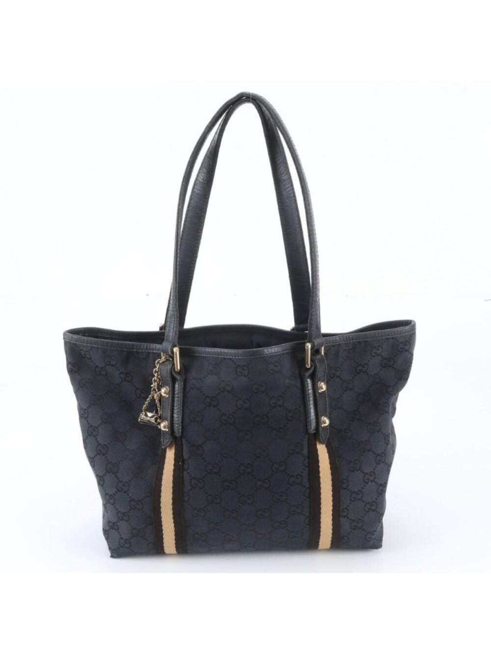 Gucci GG Canvas Leather Tote Bag Shoulder Hand Black